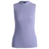 Hugo Boss Sleeveless Mock-neck Top In Ribbed Fabric In Purple