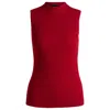 Hugo Boss Sleeveless Mock-neck Top In Ribbed Fabric In Red