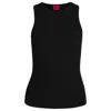 Hugo Boss Sleeveless Racer-back Top In Ribbed Crepe Fabric In Black