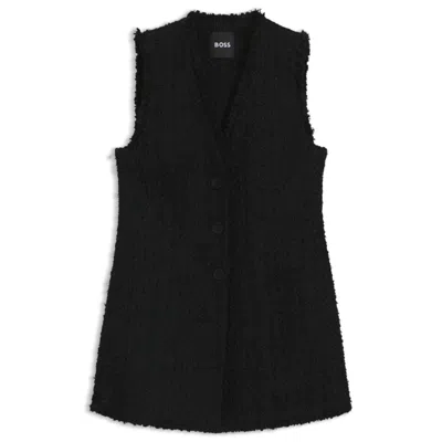 HUGO BOSS SLEEVELESS REGULAR-FIT BLAZER IN VELVET TWEED