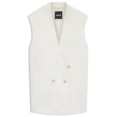 Hugo Boss Sleeveless Relaxed-fit Blazer In A Wool Blend In White