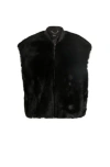Hugo Boss Sleeveless Shearling Jacket With Leather Trims In Black