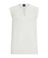 Hugo Boss Relaxed-fit Tailored Blouse In Stretch Silk In White