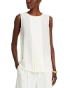 Hugo Boss Pleat-front Sleeveless Blouse In Washed Silk In Soft Cream