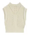 Hugo Boss Relaxed-fit Sleeveless Top In Structured Italian Yarn In White