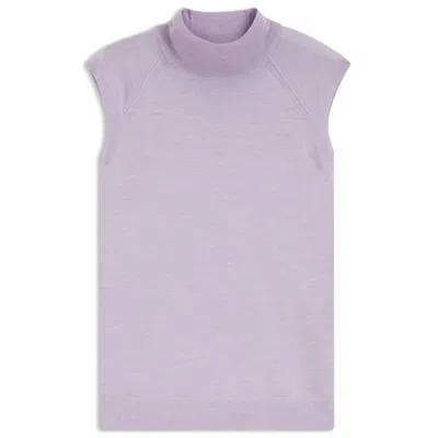 Hugo Boss Sleeveless Top In Merino Wool With Mock Neck In Purple