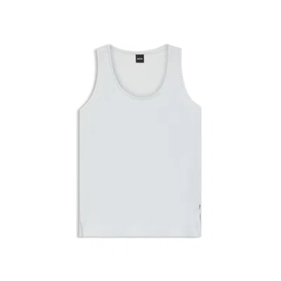 Hugo Boss Sleeveless Top In Stretch Silk In Blue