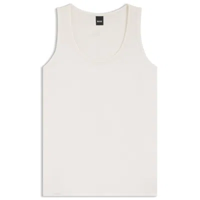 Hugo Boss Sleeveless Top In Stretch Silk In White