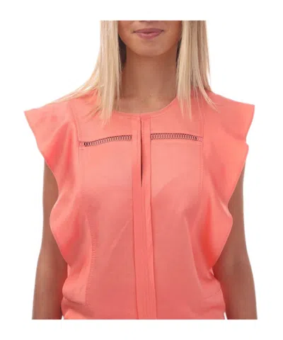 Hugo Boss Ruffle-trim Twill Blouse In Orange