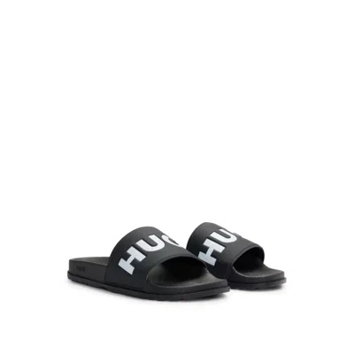 Hugo Boss Slides With Logo Strap In Black