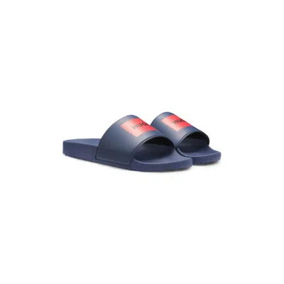 Hugo Boss Slides With Logo Strap In Blue