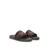 Hugo Boss Slides With Logo Strap In Green