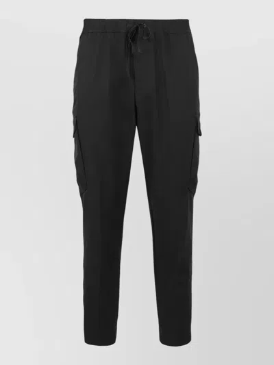 Hugo Boss Slim Cargo Pants Elastic Poplin Fabric In Black