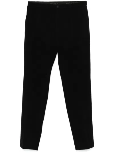Hugo Boss Slim-cut Corduroy Trousers In Black