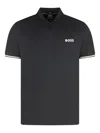 Hugo Boss Active Slim-fit Knit Polo With Moisture Management In Black