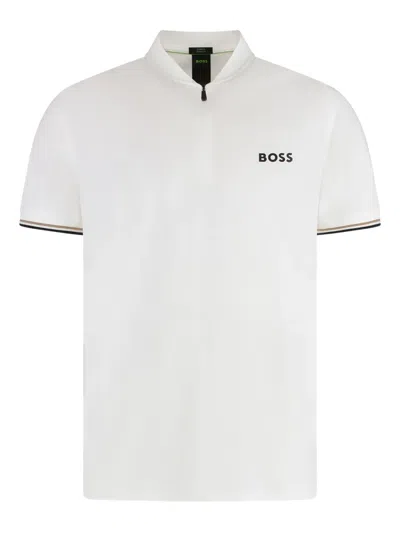 Hugo Boss Active Slim-fit Polo Shirt With Uv Protection In White