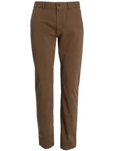 Hugo Boss Slim-cut Stretch-cotton Chino Trousers In Brown