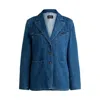 Hugo Boss Slim-fit Blazer In Blue Selvedge Denim In Blue