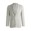 Hugo Boss Slim-fit Blazer In Checked Linen And Wool In Grey