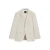 Hugo Boss Wool-silk-linen Check Blazer In Neutral
