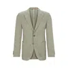 Hugo Boss Slim-fit Blazer In Herringbone Linen And Silk In Green