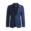 Hugo Boss Slim-fit Blazer In Micro-patterned Fabric In Blue