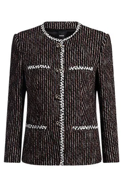 Hugo Boss Slim-fit Blazer In Multicoloured Bouclé