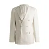 Hugo Boss Slim-fit Blazer In Patterned Silk And Cashmere In White