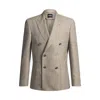 Hugo Boss Slim-fit Blazer In Patterned Virgin Wool In Beige
