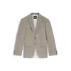 Hugo Boss Slim-fit Blazer In Patterned Wool And Cashmere In Gray