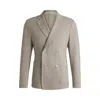 Hugo Boss Slim-fit Blazer In Patterned Wool In Beige