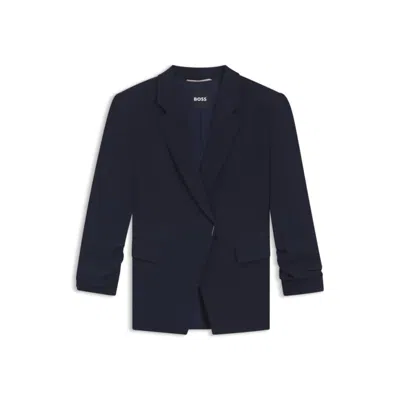 Hugo Boss Slim-fit Blazer With Press-stud Closure In Blue