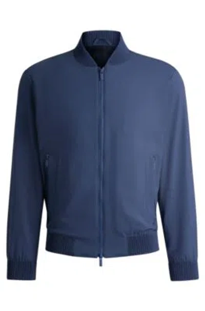 Hugo Boss Slim-fit Blouson Jacket In Wool Blend In Blue