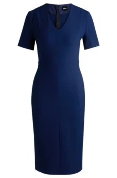 Hugo Boss Slim-fit Business Dress In Stretch Fabric In Light Blue