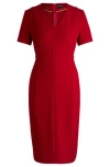 Hugo Boss Slim-fit Business Dress In Stretch Fabric In Red