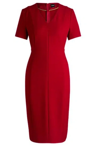 Hugo Boss Slim-fit Business Dress In Stretch Fabric In Red