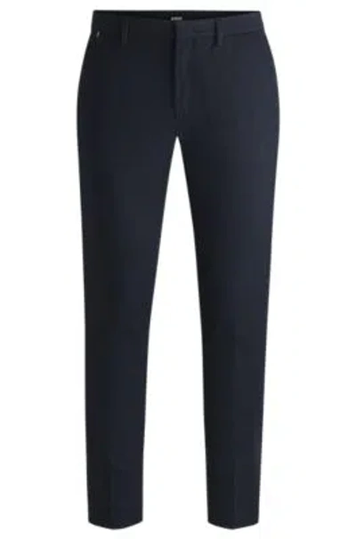 Hugo Boss Slim-fit Chinos In Moulin Twill In Dark Blue