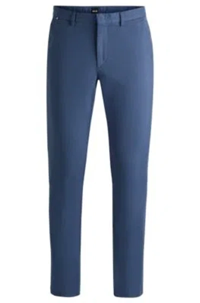 Hugo Boss Slim-fit Chinos In Stretch-cotton Gabardine In Light Blue