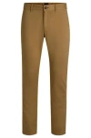 Hugo Boss Slim-fit Chinos In Stretch-cotton Satin In Neutral
