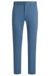 Hugo Boss Slim-fit Chinos In Stretch-cotton Satin In Blue