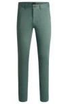 Hugo Boss Slim-fit Chinos In Stretch-cotton Satin In Light Green