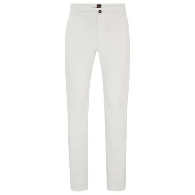 Hugo Boss Slim-fit Chinos In Stretch-cotton Satin In White