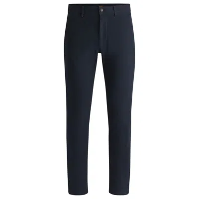 Hugo Boss Slim-fit Chinos In Structured Comfort-stretch Cotton In Blue
