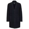Hugo Boss Slim-fit Coat In A Micro-patterned Wool Blend In Blue