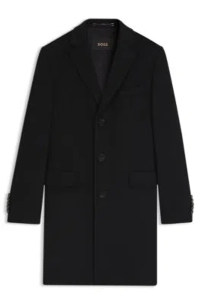 Hugo Boss Slim-fit Coat In Cashmere In Black
