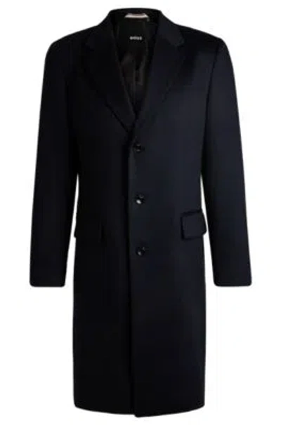 Hugo Boss Slim-fit Coat In Cashmere In Dark Blue