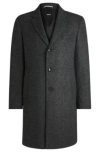 Hugo Boss Slim-fit Coat In Patterned Jersey In Black