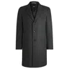 Hugo Boss Slim-fit Coat In Patterned Jersey In Black
