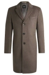 Hugo Boss Slim-fit Coat In Virgin Wool And Cashmere In Brown