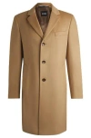 Hugo Boss Slim-fit Coat In Virgin Wool And Cashmere In Brown